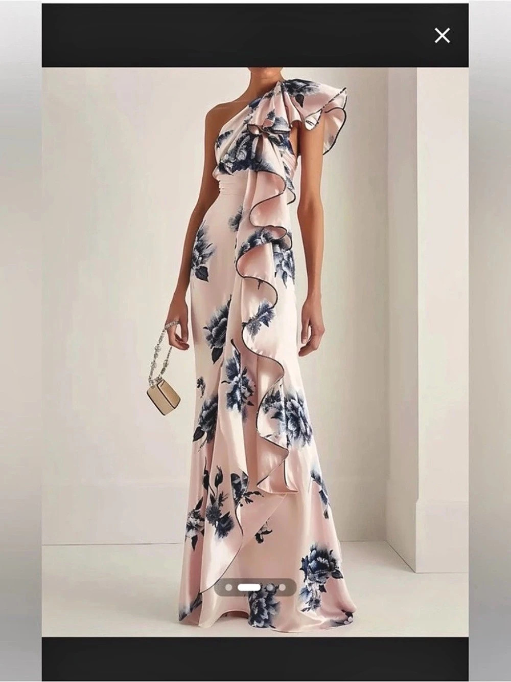 FEHAUTE Floral Ruffle Maxi Dress in Pink & Blue Size 2 NWT